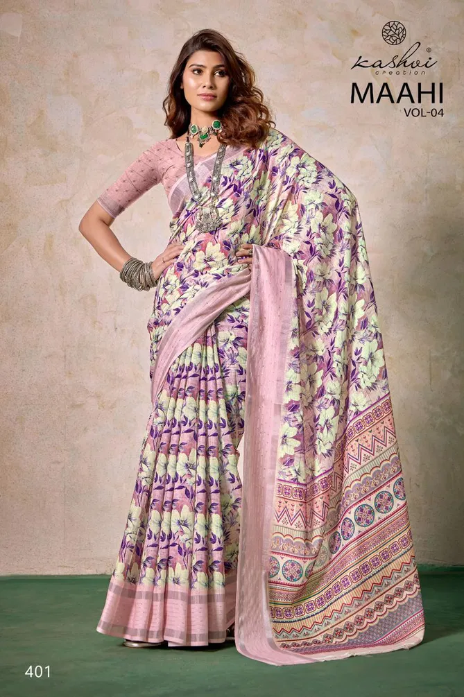 Maahi Vol 4 By Kashvi Linen Printed Saree Wholesalers In Delhi